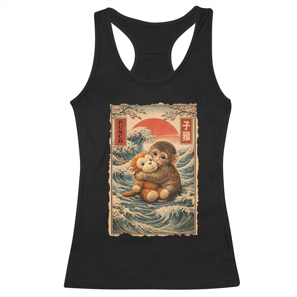Kawaii Baby Monkey Punch Racerback Tank Top Vintage Japanese Graphic Cute Macaque Ukiyo-e