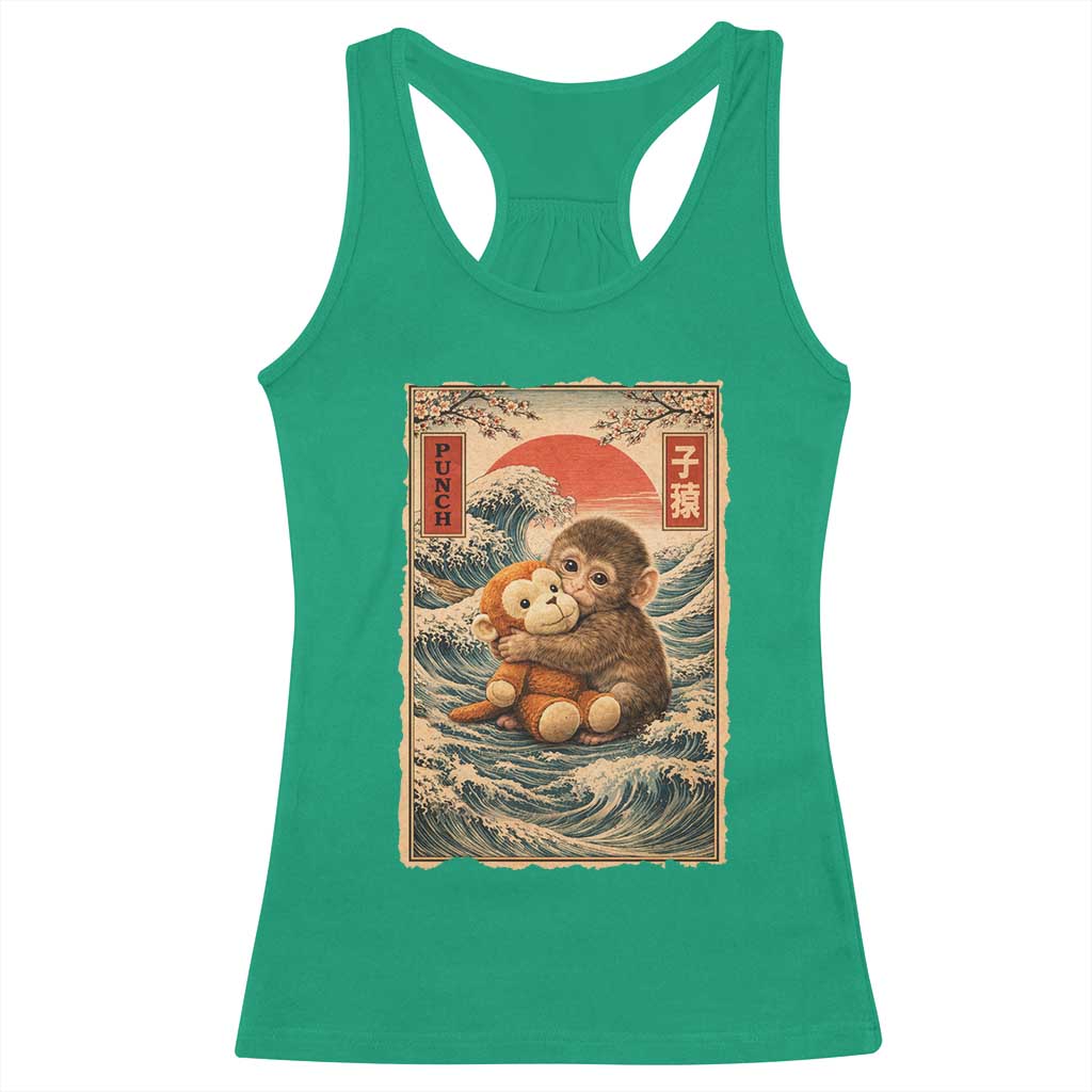 Kawaii Baby Monkey Punch Racerback Tank Top Vintage Japanese Graphic Cute Macaque Ukiyo-e