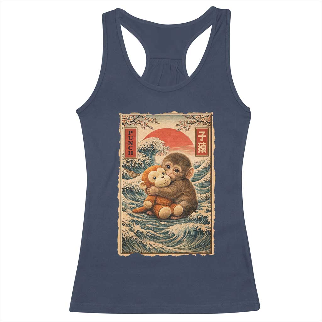 Kawaii Baby Monkey Punch Racerback Tank Top Vintage Japanese Graphic Cute Macaque Ukiyo-e