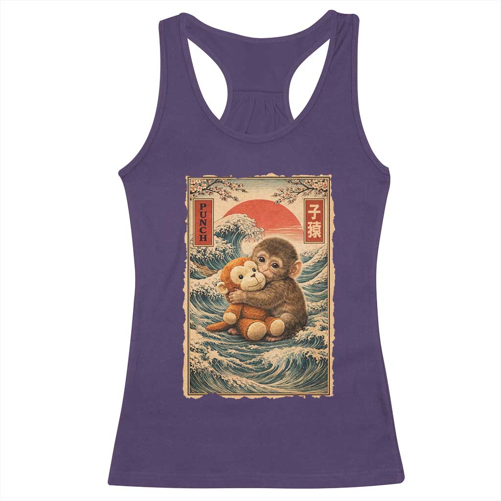 Kawaii Baby Monkey Punch Racerback Tank Top Vintage Japanese Graphic Cute Macaque Ukiyo-e