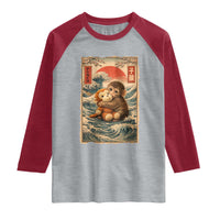 Kawaii Baby Monkey Punch Raglan Shirt Vintage Japanese Graphic Cute Macaque Ukiyo-e