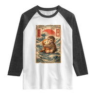 Kawaii Baby Monkey Punch Raglan Shirt Vintage Japanese Graphic Cute Macaque Ukiyo-e