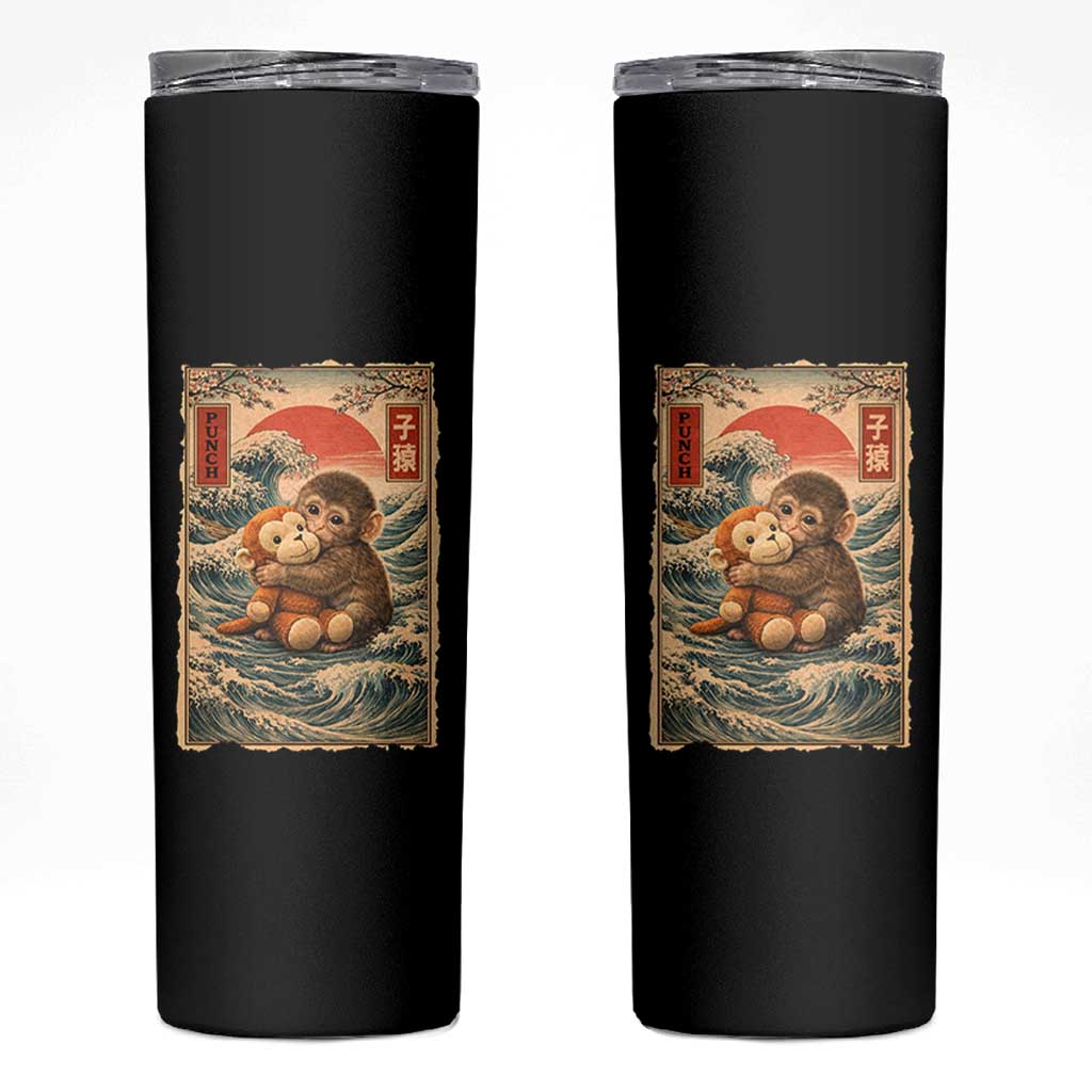 Kawaii Baby Monkey Punch Skinny Tumbler Vintage Japanese Graphic Cute Macaque Ukiyo-e