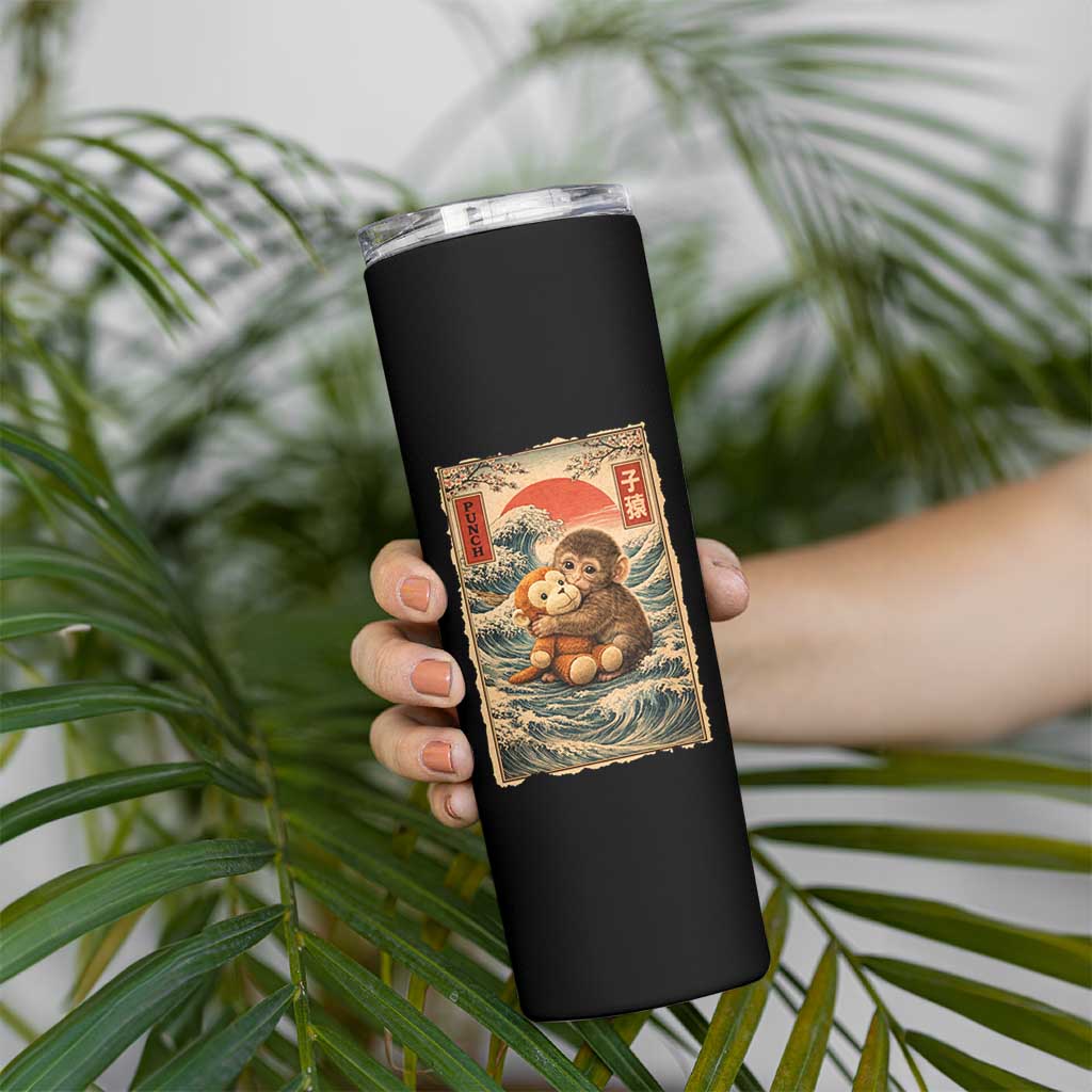 Kawaii Baby Monkey Punch Skinny Tumbler Vintage Japanese Graphic Cute Macaque Ukiyo-e