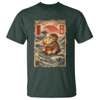 Kawaii Baby Monkey Punch T Shirt Vintage Japanese Graphic Cute Macaque Ukiyo-e