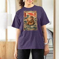 Kawaii Baby Monkey Punch T Shirt For Women Vintage Japanese Graphic Cute Macaque Ukiyo-e