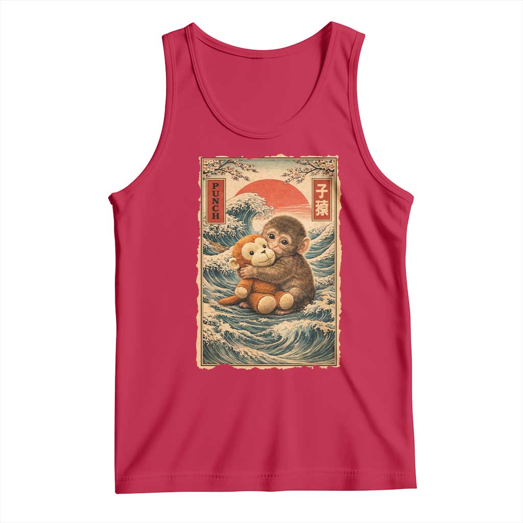 Kawaii Baby Monkey Punch Tank Top Vintage Japanese Graphic Cute Macaque Ukiyo-e