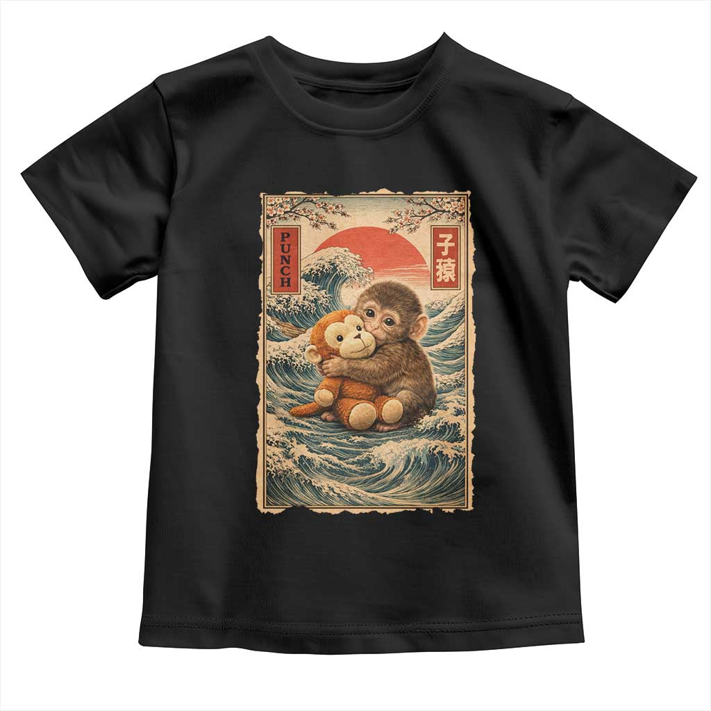 Kawaii Baby Monkey Punch Toddler T Shirt Vintage Japanese Graphic Cute Macaque Ukiyo-e