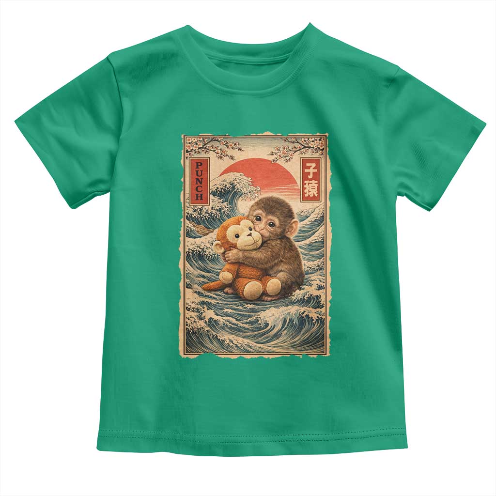 Kawaii Baby Monkey Punch Toddler T Shirt Vintage Japanese Graphic Cute Macaque Ukiyo-e