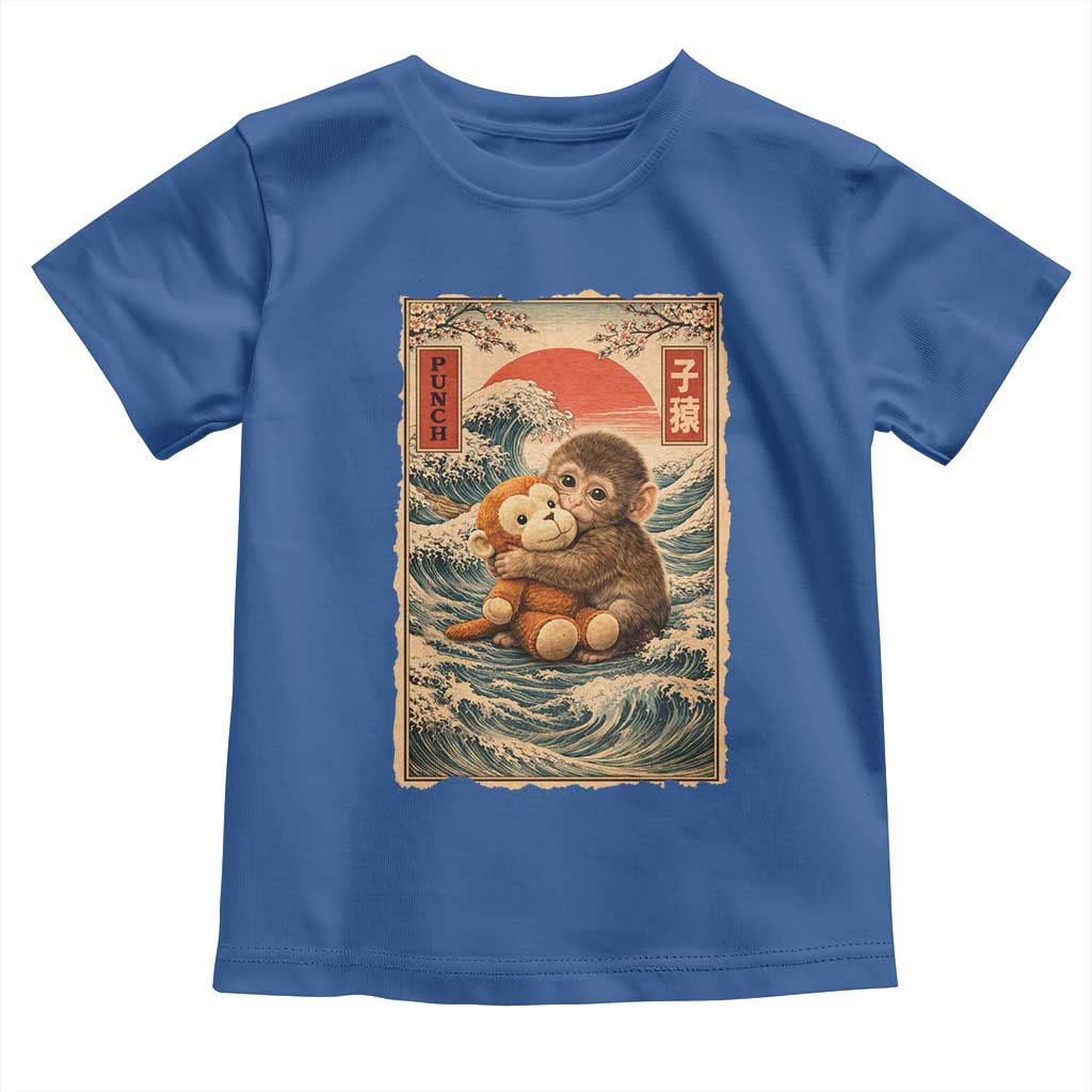 Kawaii Baby Monkey Punch Toddler T Shirt Vintage Japanese Graphic Cute Macaque Ukiyo-e