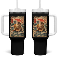 Kawaii Baby Monkey Punch Tumbler With Handle Vintage Japanese Graphic Cute Macaque Ukiyo-e