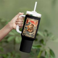 Kawaii Baby Monkey Punch Tumbler With Handle Vintage Japanese Graphic Cute Macaque Ukiyo-e