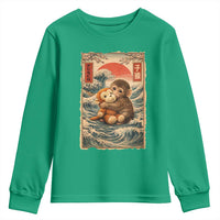 Kawaii Baby Monkey Punch Youth Sweatshirt Vintage Japanese Graphic Cute Macaque Ukiyo-e