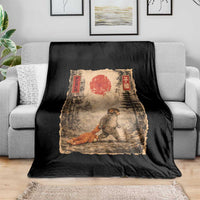 Vintage Japanese Baby Monkey Punch Throw Blanket Kawaii Macaque Ukiyo-e Art Funny