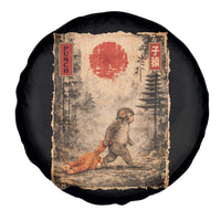 Vintage Japanese Baby Monkey Punch Spare Tire Cover Kawaii Macaque Ukiyo-e Art Funny
