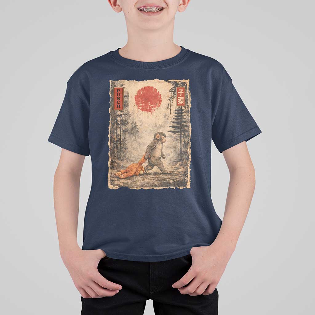 Vintage Japanese Baby Monkey Punch T Shirt For Kid Kawaii Macaque Ukiyo-e Art Funny