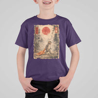 Vintage Japanese Baby Monkey Punch T Shirt For Kid Kawaii Macaque Ukiyo-e Art Funny