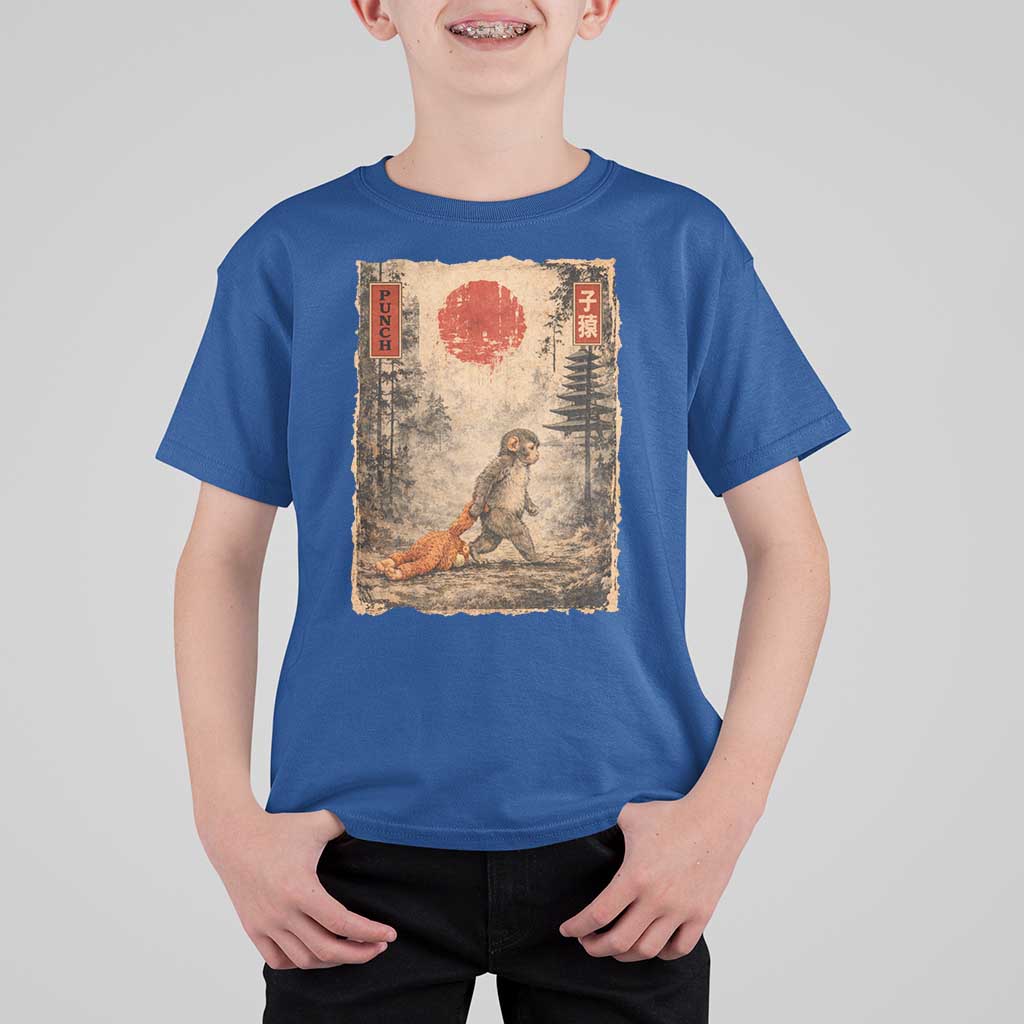 Vintage Japanese Baby Monkey Punch T Shirt For Kid Kawaii Macaque Ukiyo-e Art Funny