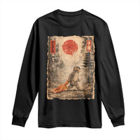 Vintage Japanese Baby Monkey Punch Long Sleeve Shirt Kawaii Macaque Ukiyo-e Art Funny