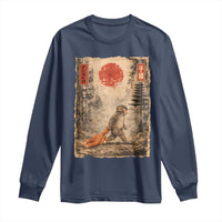 Vintage Japanese Baby Monkey Punch Long Sleeve Shirt Kawaii Macaque Ukiyo-e Art Funny