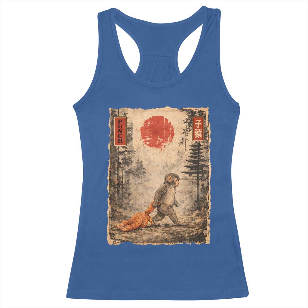Vintage Japanese Baby Monkey Punch Racerback Tank Top Kawaii Macaque Ukiyo-e Art Funny