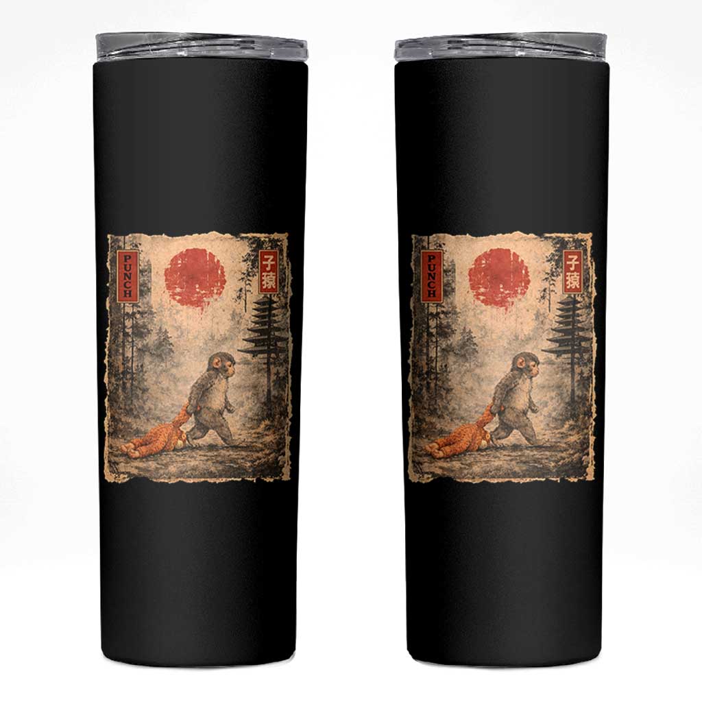 Vintage Japanese Baby Monkey Punch Skinny Tumbler Kawaii Macaque Ukiyo-e Art Funny