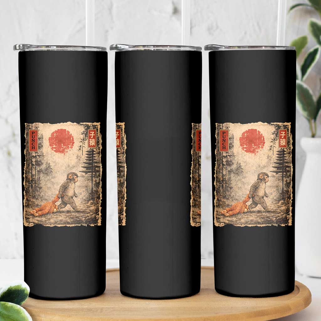 Vintage Japanese Baby Monkey Punch Skinny Tumbler Kawaii Macaque Ukiyo-e Art Funny