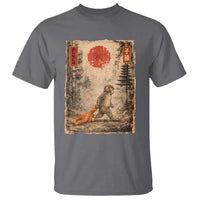 Vintage Japanese Baby Monkey Punch T Shirt Kawaii Macaque Ukiyo-e Art Funny