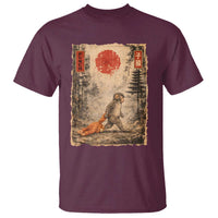 Vintage Japanese Baby Monkey Punch T Shirt Kawaii Macaque Ukiyo-e Art Funny