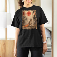 Vintage Japanese Baby Monkey Punch T Shirt For Women Kawaii Macaque Ukiyo-e Art Funny