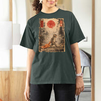 Vintage Japanese Baby Monkey Punch T Shirt For Women Kawaii Macaque Ukiyo-e Art Funny