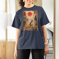 Vintage Japanese Baby Monkey Punch T Shirt For Women Kawaii Macaque Ukiyo-e Art Funny