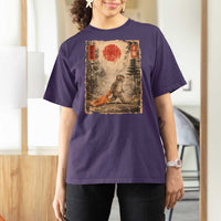 Vintage Japanese Baby Monkey Punch T Shirt For Women Kawaii Macaque Ukiyo-e Art Funny