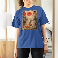 Vintage Japanese Baby Monkey Punch T Shirt For Women Kawaii Macaque Ukiyo-e Art Funny