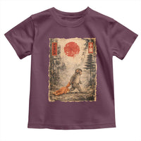 Vintage Japanese Baby Monkey Punch Toddler T Shirt Kawaii Macaque Ukiyo-e Art Funny