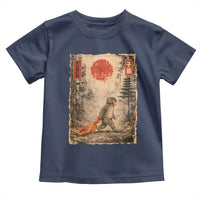 Vintage Japanese Baby Monkey Punch Toddler T Shirt Kawaii Macaque Ukiyo-e Art Funny