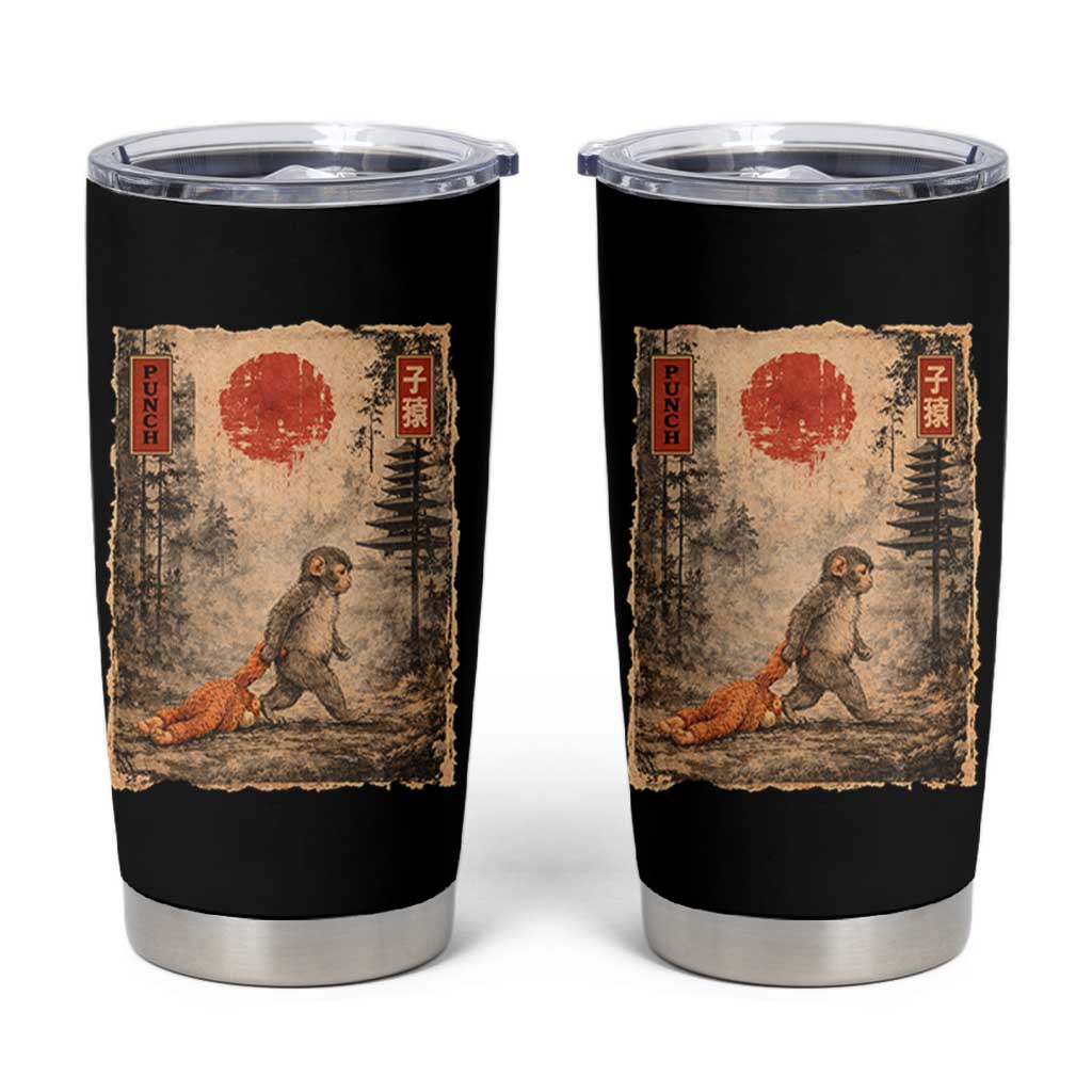 Vintage Japanese Baby Monkey Punch Tumbler Cup Kawaii Macaque Ukiyo-e Art Funny