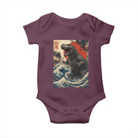 Japanese Dinosaur Baby Onesie Vintage Great Wave Monster Epic Giant Monster Ukiyo-e Style