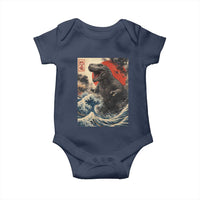 Japanese Dinosaur Baby Onesie Vintage Great Wave Monster Epic Giant Monster Ukiyo-e Style