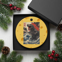 Japanese Dinosaur Ceramic Ornament Vintage Great Wave Monster Epic Giant Monster Ukiyo-e Style