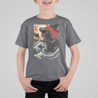Japanese Dinosaur T Shirt For Kid Vintage Great Wave Monster Epic Giant Monster Ukiyo-e Style