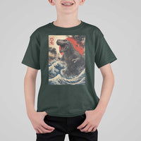 Japanese Dinosaur T Shirt For Kid Vintage Great Wave Monster Epic Giant Monster Ukiyo-e Style