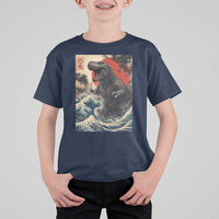Japanese Dinosaur T Shirt For Kid Vintage Great Wave Monster Epic Giant Monster Ukiyo-e Style