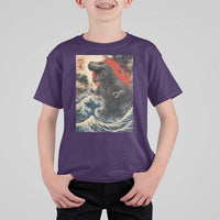 Japanese Dinosaur T Shirt For Kid Vintage Great Wave Monster Epic Giant Monster Ukiyo-e Style