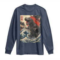 Japanese Dinosaur Long Sleeve Shirt Vintage Great Wave Monster Epic Giant Monster Ukiyo-e Style