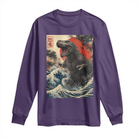 Japanese Dinosaur Long Sleeve Shirt Vintage Great Wave Monster Epic Giant Monster Ukiyo-e Style