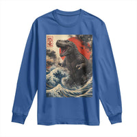 Japanese Dinosaur Long Sleeve Shirt Vintage Great Wave Monster Epic Giant Monster Ukiyo-e Style