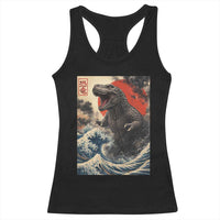 Japanese Dinosaur Racerback Tank Top Vintage Great Wave Monster Epic Giant Monster Ukiyo-e Style