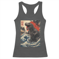 Japanese Dinosaur Racerback Tank Top Vintage Great Wave Monster Epic Giant Monster Ukiyo-e Style