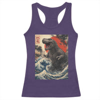 Japanese Dinosaur Racerback Tank Top Vintage Great Wave Monster Epic Giant Monster Ukiyo-e Style